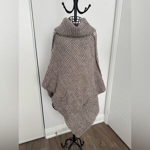 Taupe brown knit poncho